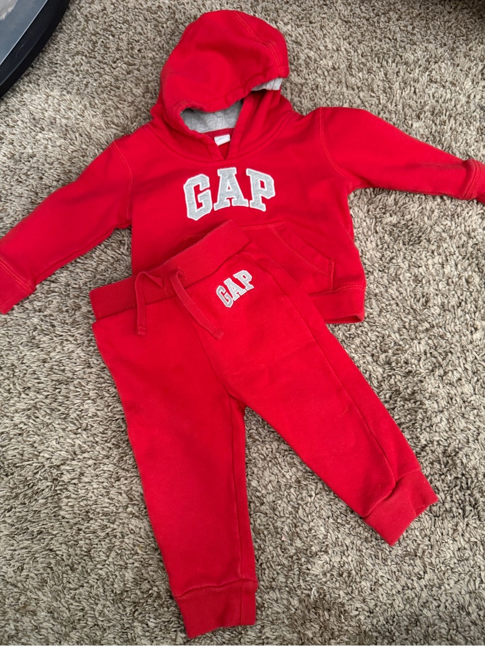 GAP Kids Bright Red Hooded Sweatshirt & Jogger Set